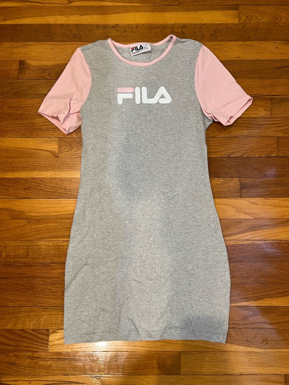 Fila Light Gray Tee dress with Pink Trim and White Label